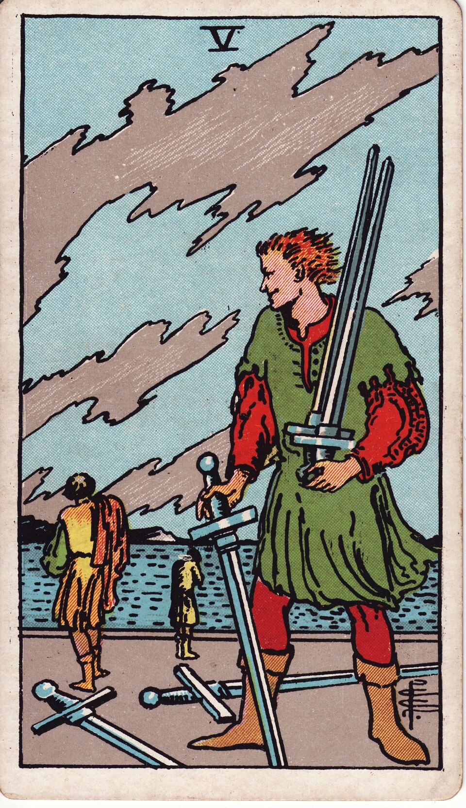 Five (5) of Swords, from the Rider-Waite-Smith tarot