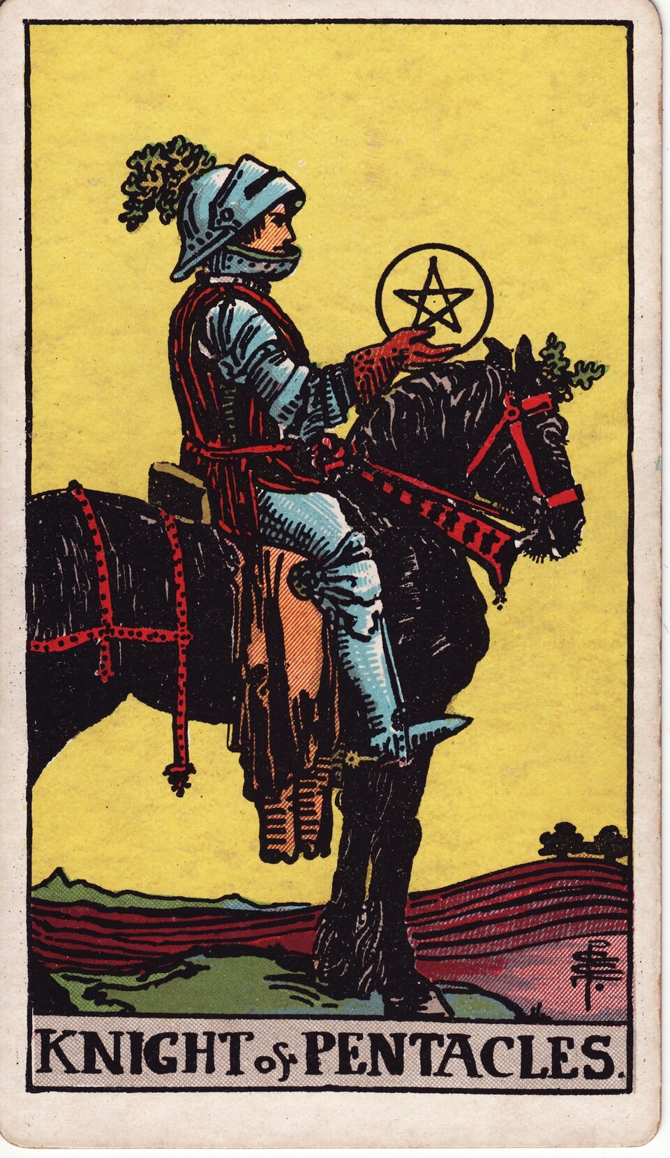 Knight of Pentacles, from the Rider-Waite-Smith tarot