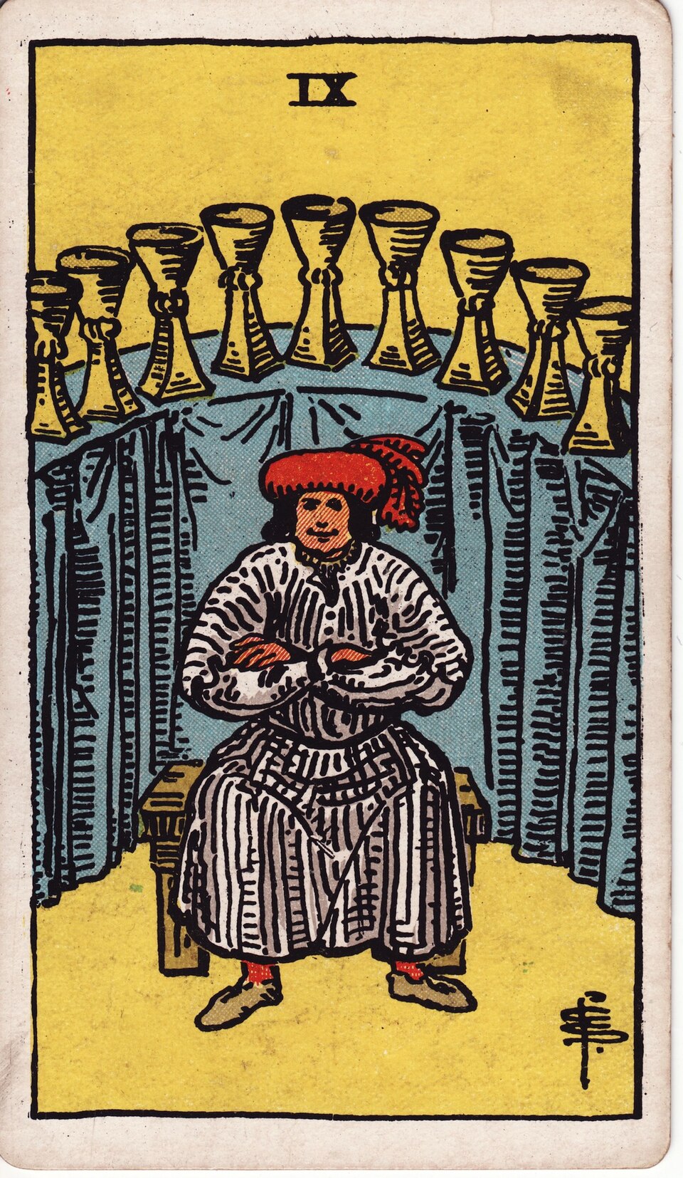Nine (9) of Cups, from the Rider-Waite-Smith tarot