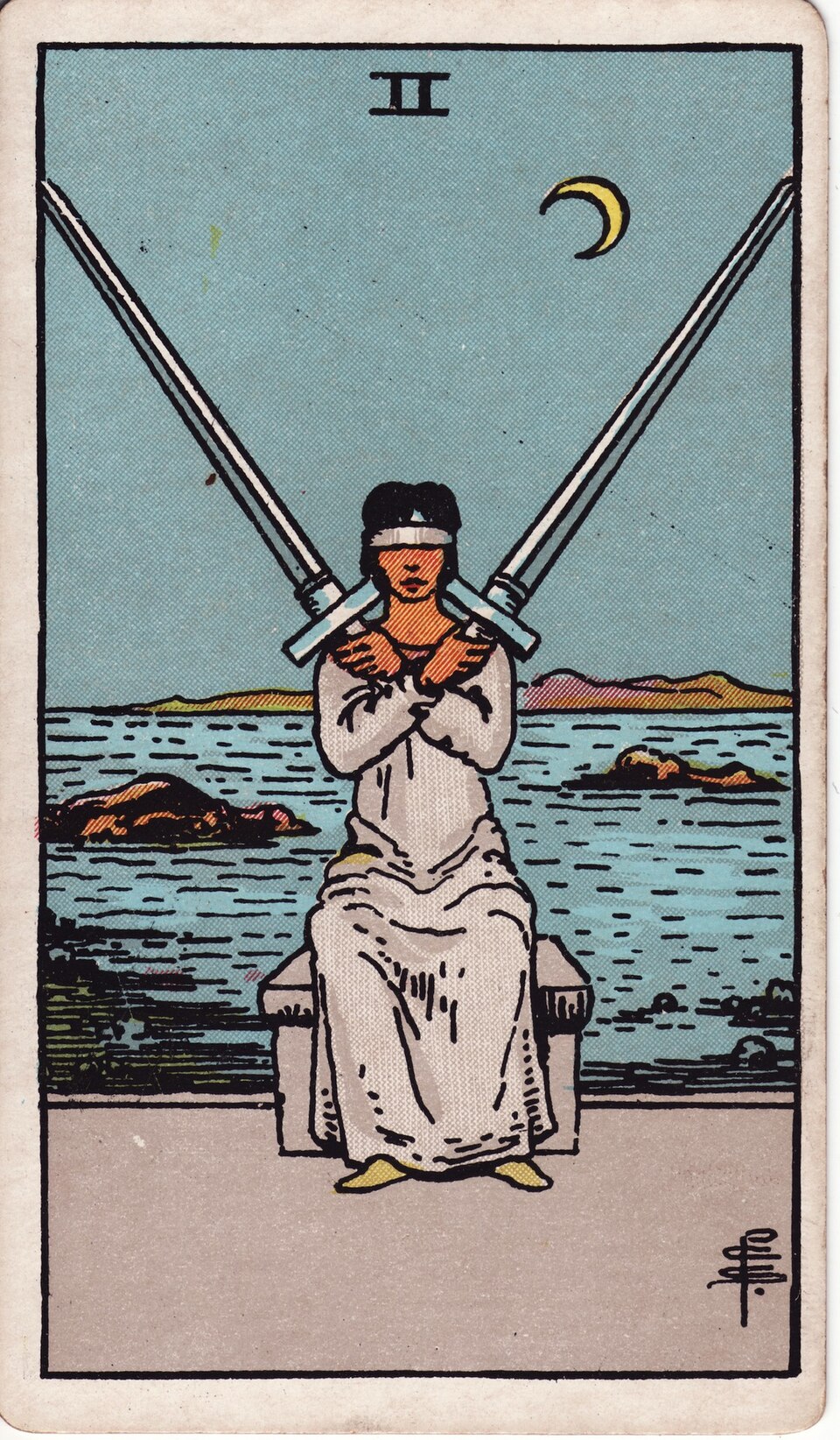 Two (2) of Swords, from the Rider-Waite-Smith tarot