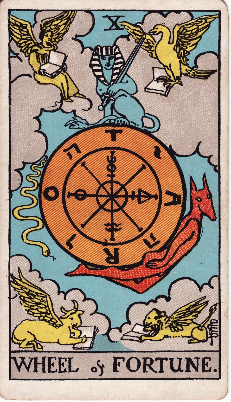 Wheel of Fortune (X), from the Rider-Waite-Smith tarot